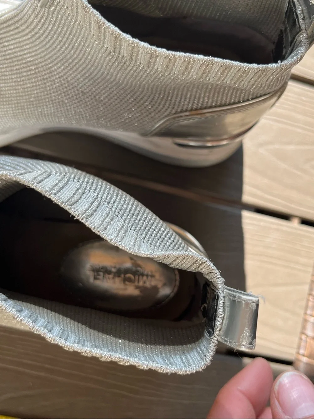 Michael Kors Gray Knit Slip-On Ankle Boots